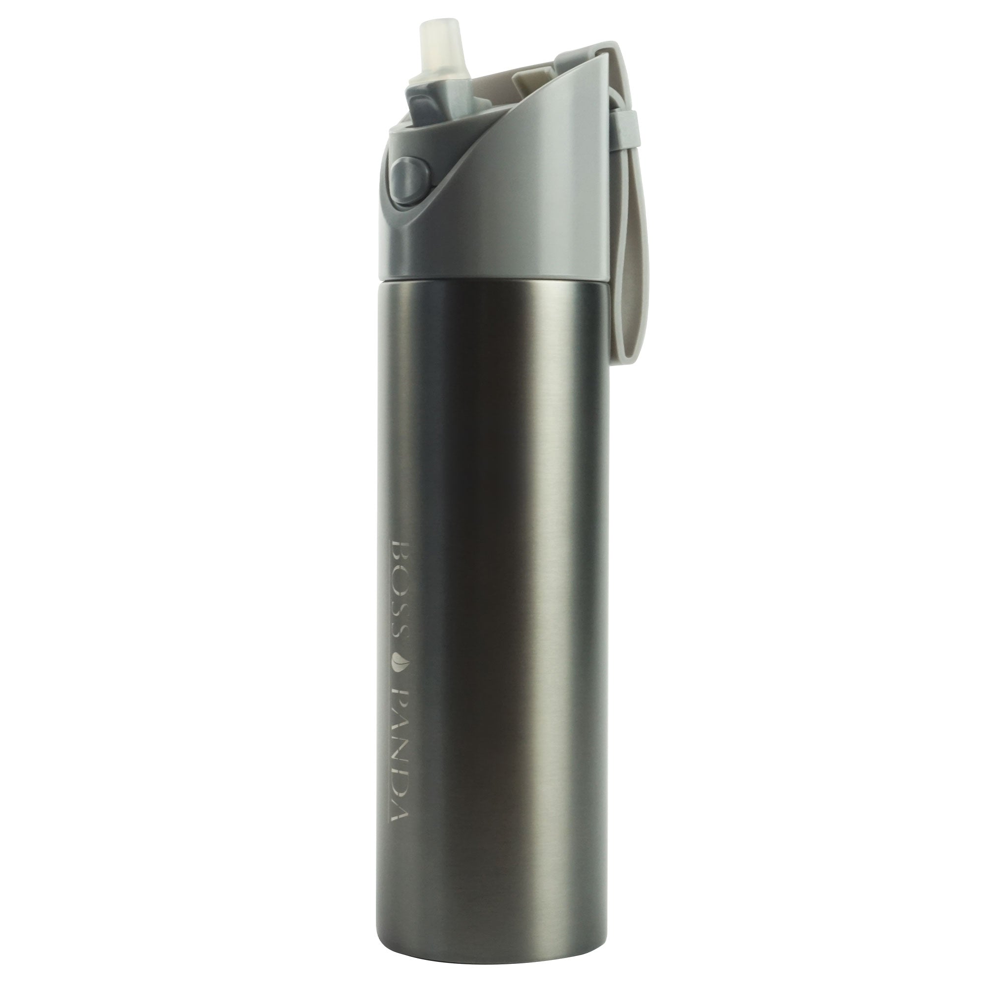 Trinkflasche Edelstahl Doppelwandige Isolierflasche 500ml Grau ( Sportdeckel ).