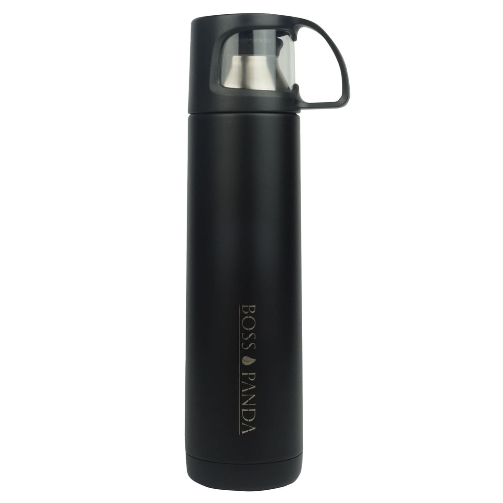 Thermoskanne Edelstahl Doppelwandig Isolierkanne  700ml Schwarz.